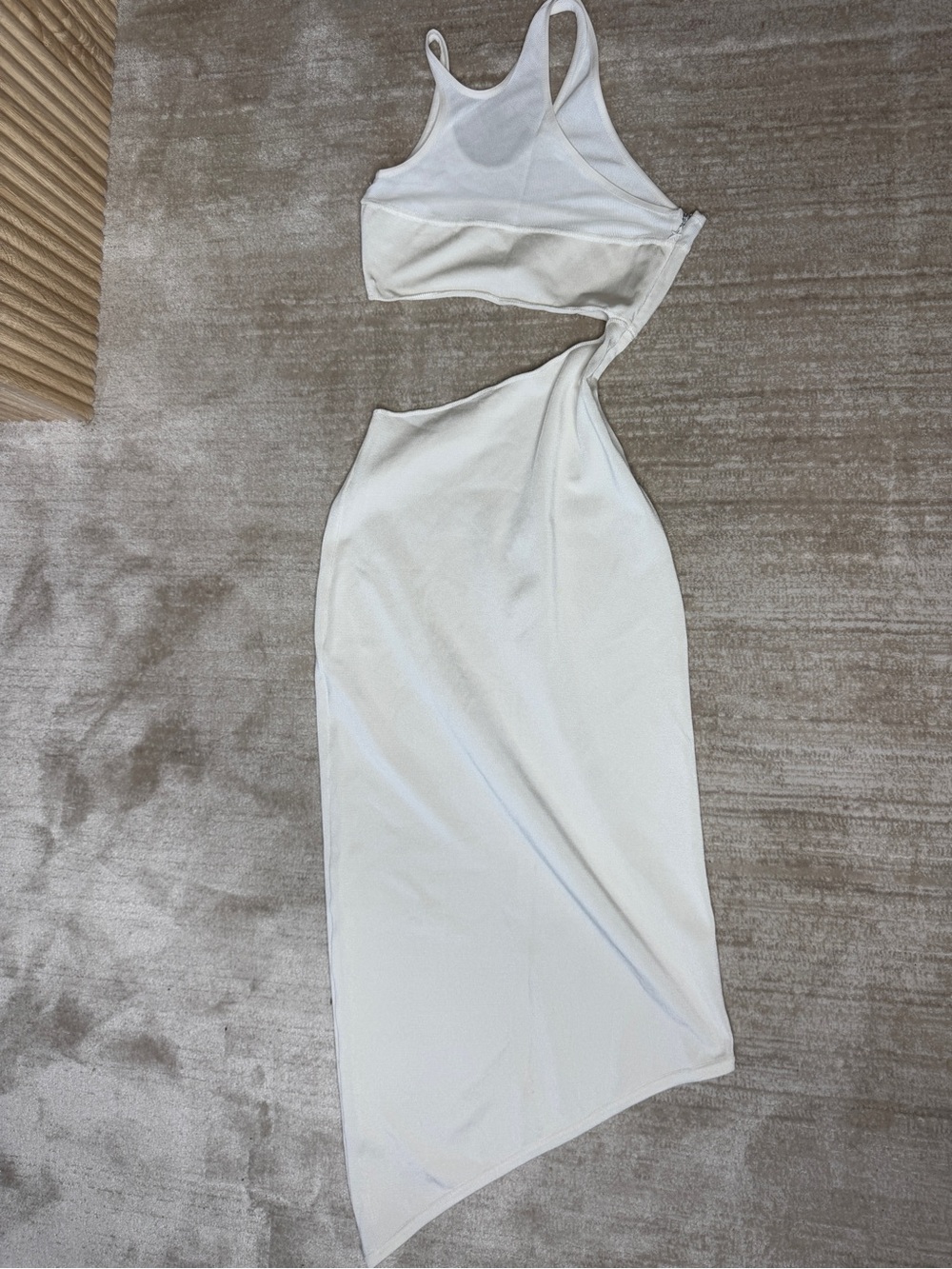 Mugler Asymmetrical Knit White Cutout Midi Dress